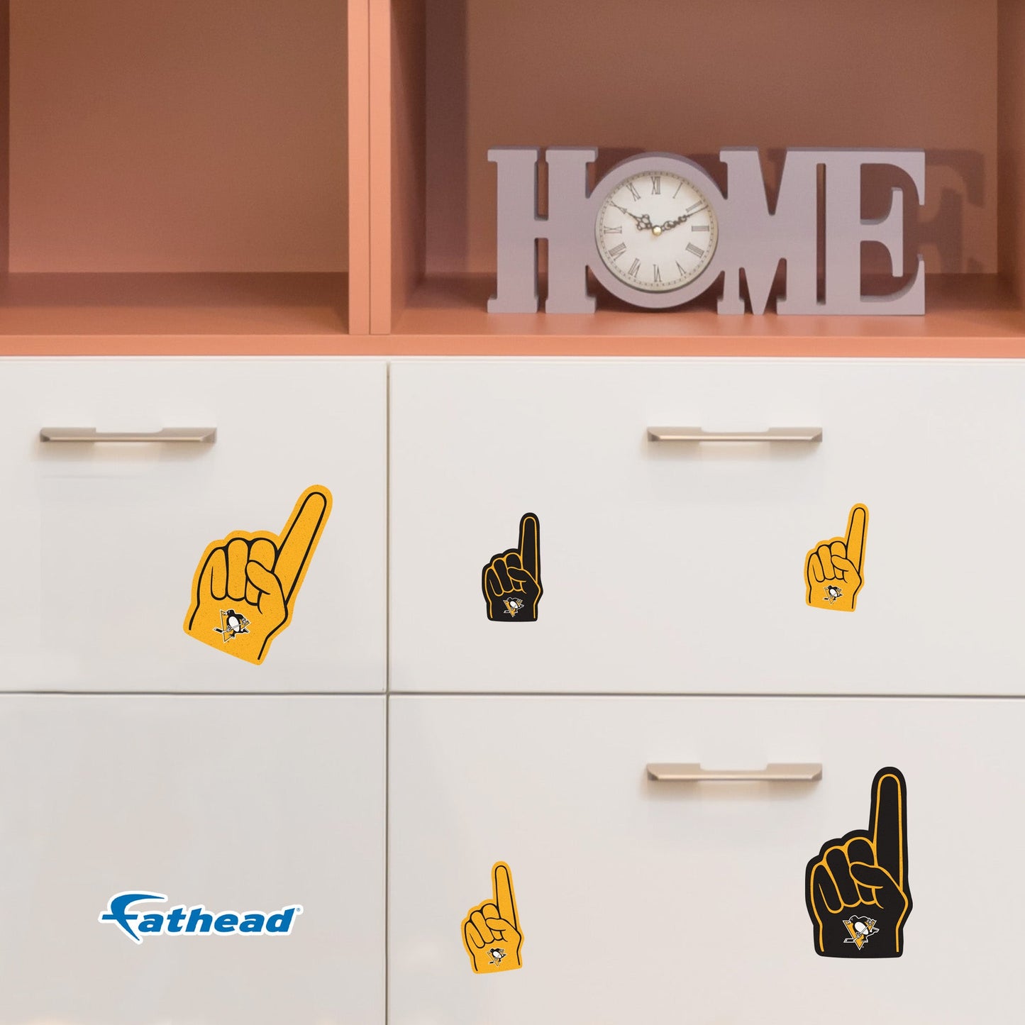 Pittsburgh Penguins - 5 Foam Finger Minis (Mixed Sizes) - Official NHL - Reusable Vinyl Decals