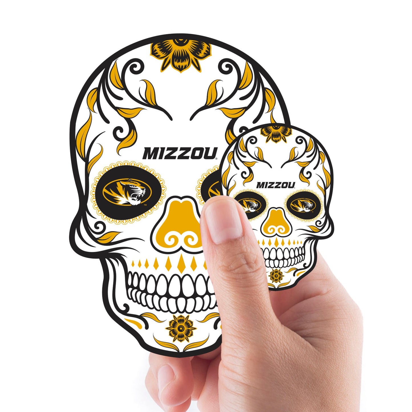Missouri Tigers - 5 Sugar Skull Logo Minis (Mixed Sizes) - Official NCAA - Reusable Vinyl Decals