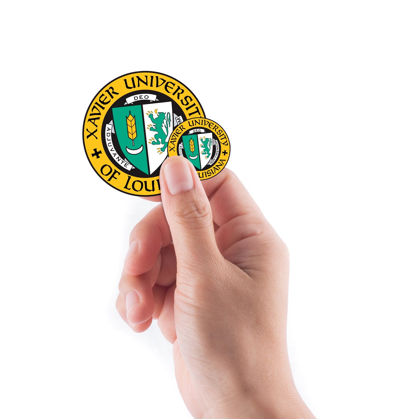 Xavier U of Louisiana - 5 Logo Minis (Mixed Sizes) - Official NCAA - XULA Gold Rush - Reusable Vinyl Decals