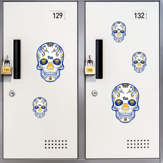 Pittsburgh Panthers - 5 Sugar Skull Logo Minis (Mixed Sizes) - Official NCAA - Reusable Vinyl Decals