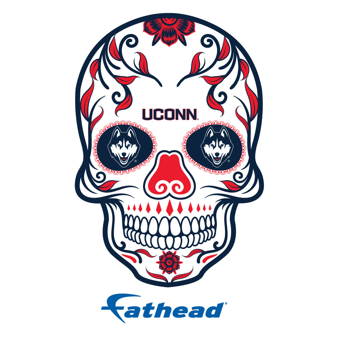 UConn Huskies - 5 Sugar Skull Logo Minis (Mixed Sizes) - Official NCAA - Reusable Vinyl Decals