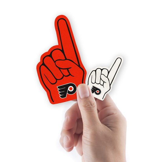 Philadelphia Flyers - 5 Foam Finger Minis (Mixed Sizes) - Official NHL - Reusable Vinyl Decals