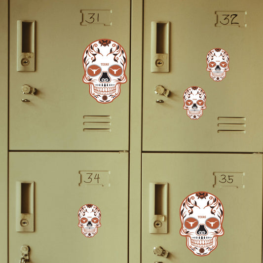 Texas Longhorns - 5 Sugar Skull Logo Minis (Mixed Sizes) - Official NCAA - Reusable Vinyl Decals