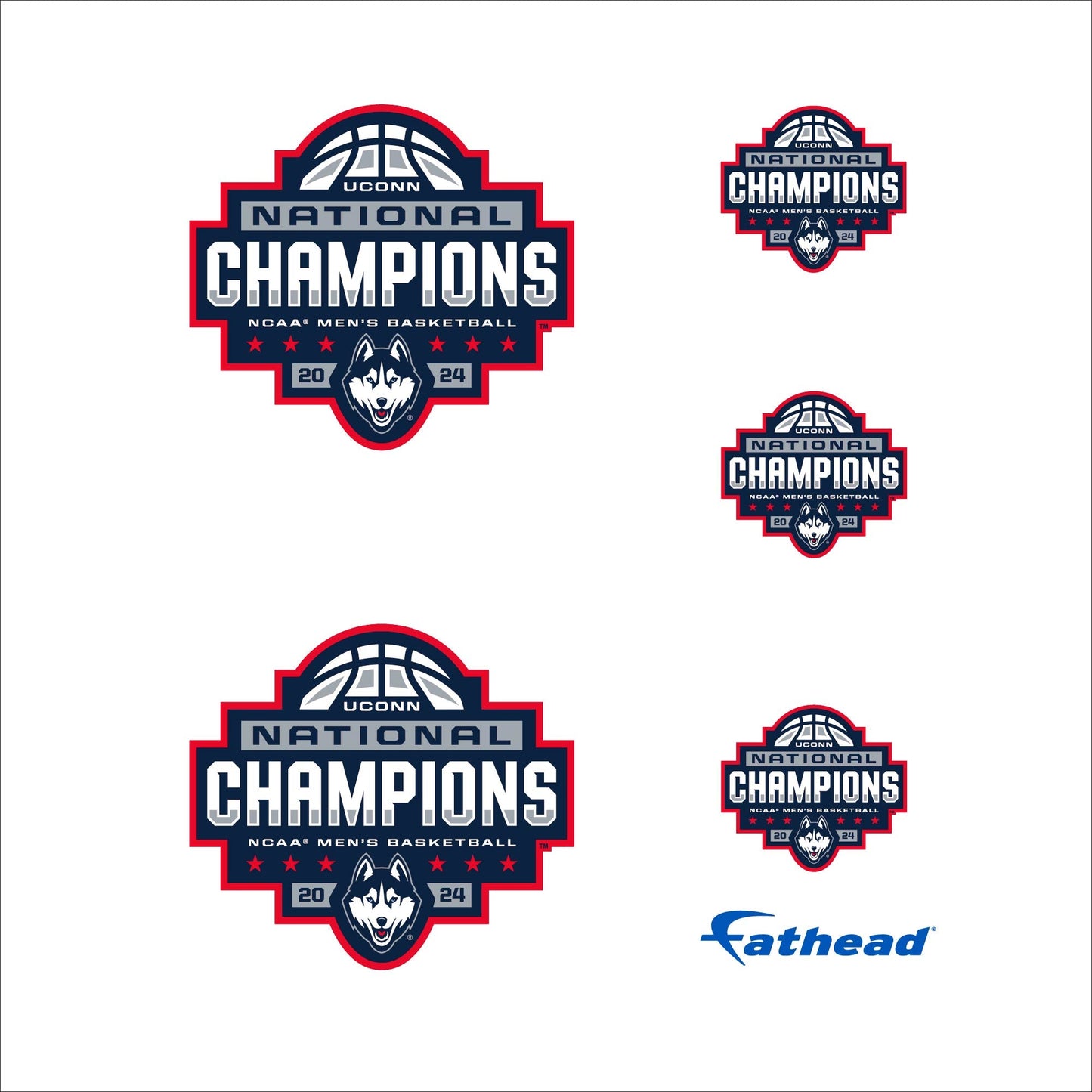 UConn Huskies - 5 Logo Minis (Mixed Sizes) - Official NCAA - 2024 Men's Basketball National Champions - Reusable Vinyl Decals