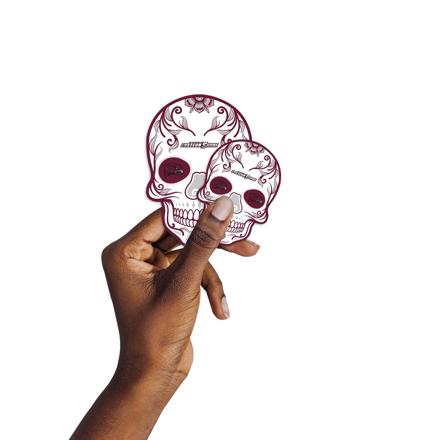 Maryland Eastern Shore Hawks - 5 Sugar Skull Logo Minis (Mixed Sizes) - Official NCAA - Reusable Vinyl Decals