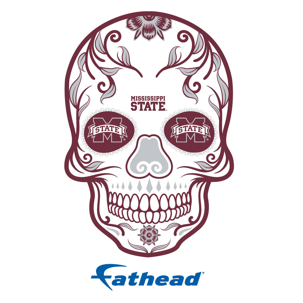 Mississippi State Bulldogs - 5 Sugar Skull Logo Minis (Mixed Sizes) - Official NCAA - Reusable Vinyl Decals