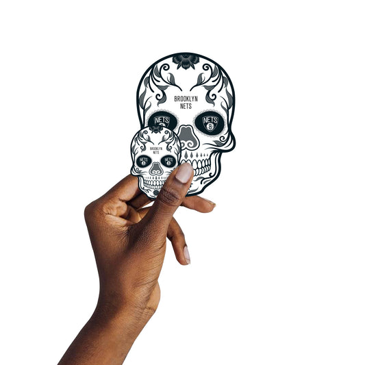Brooklyn Nets - 5 Sugar Skull Logo Minis (Mixed Sizes) - Official NBA - Reusable Vinyl Decals
