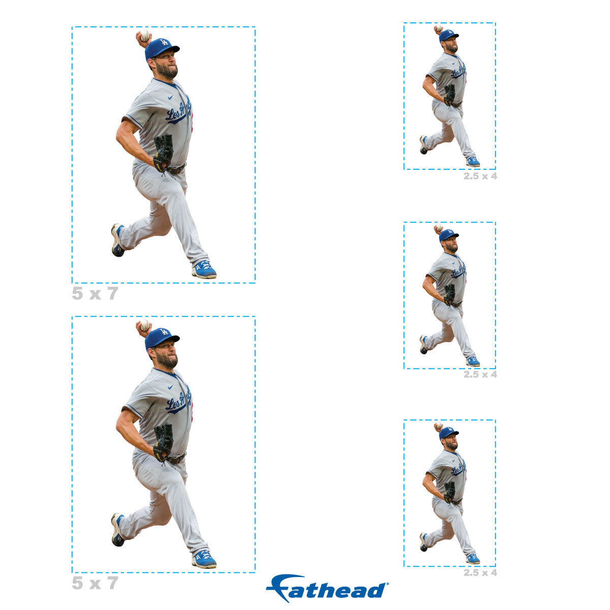 Clayton Kershaw - 5 Player Minis (Mixed Sizes) - Official MLB - Los Angeles Dodgers - Reusable Vinyl Decals