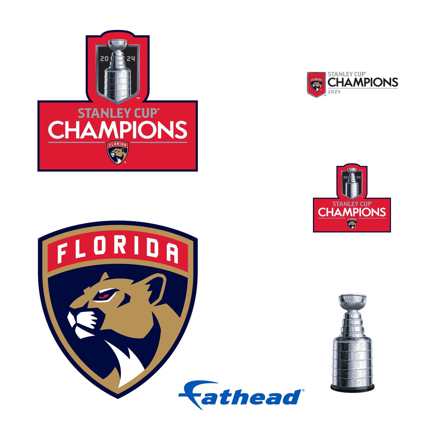 Florida Panthers - 5 Logo Minis (Mixed Sizes) - Official NHL - 2024 Stanley Cup Champions - Reusable Vinyl Decals