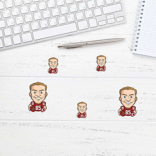 George Kittle - 5 Emoji Minis (Mixed Sizes) - Official NFLPA - San Francisco 49ers - Reusable Vinyl Decals