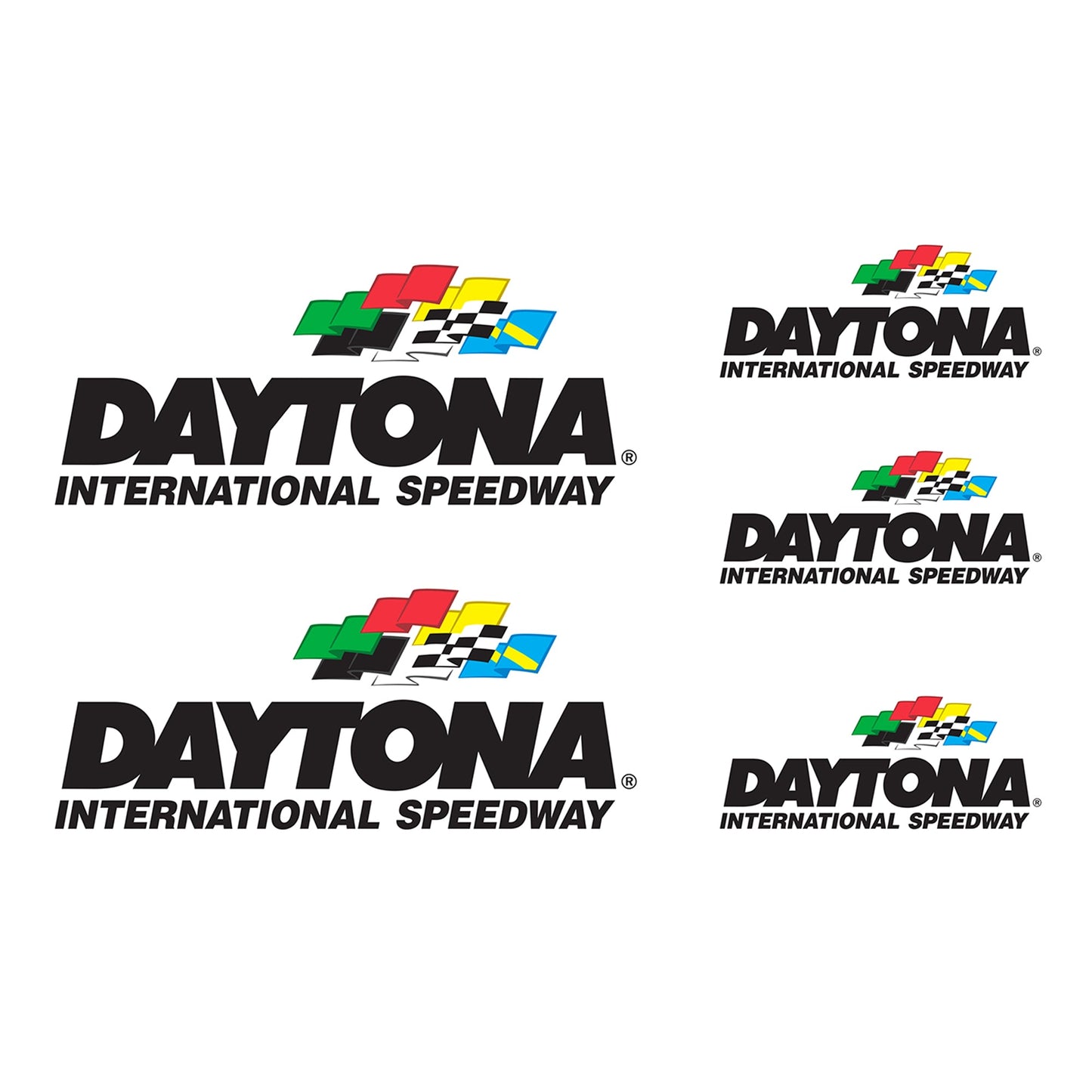 Daytona International Speedway - 5 Logo Minis (Mixed Sizes) - Official NASCAR - Reusable Vinyl Decals