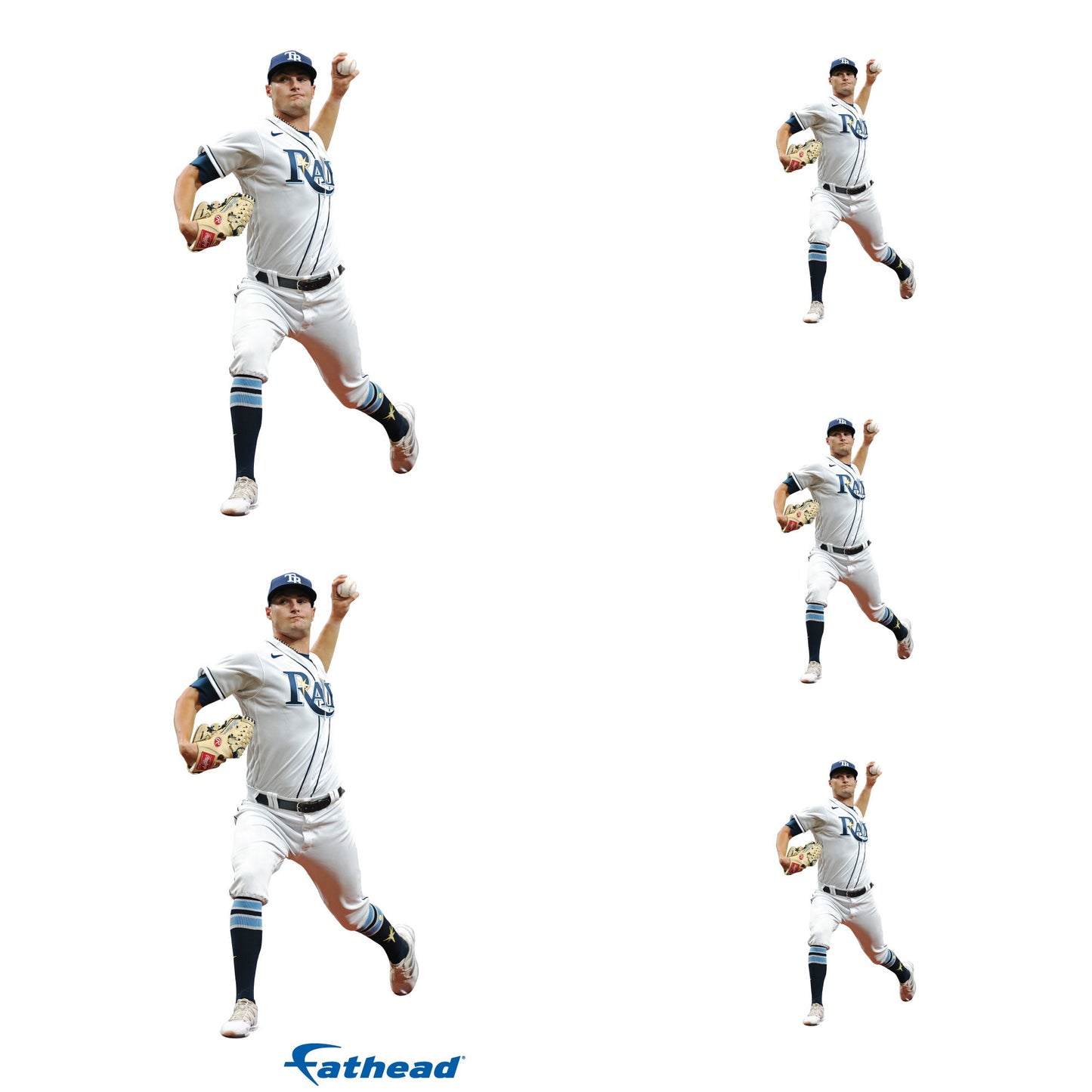 Shane McClanahan - 5 Player Minis (Mixed Sizes) - Official MLB - Tampa Bay Rays - Reusable Vinyl Decals