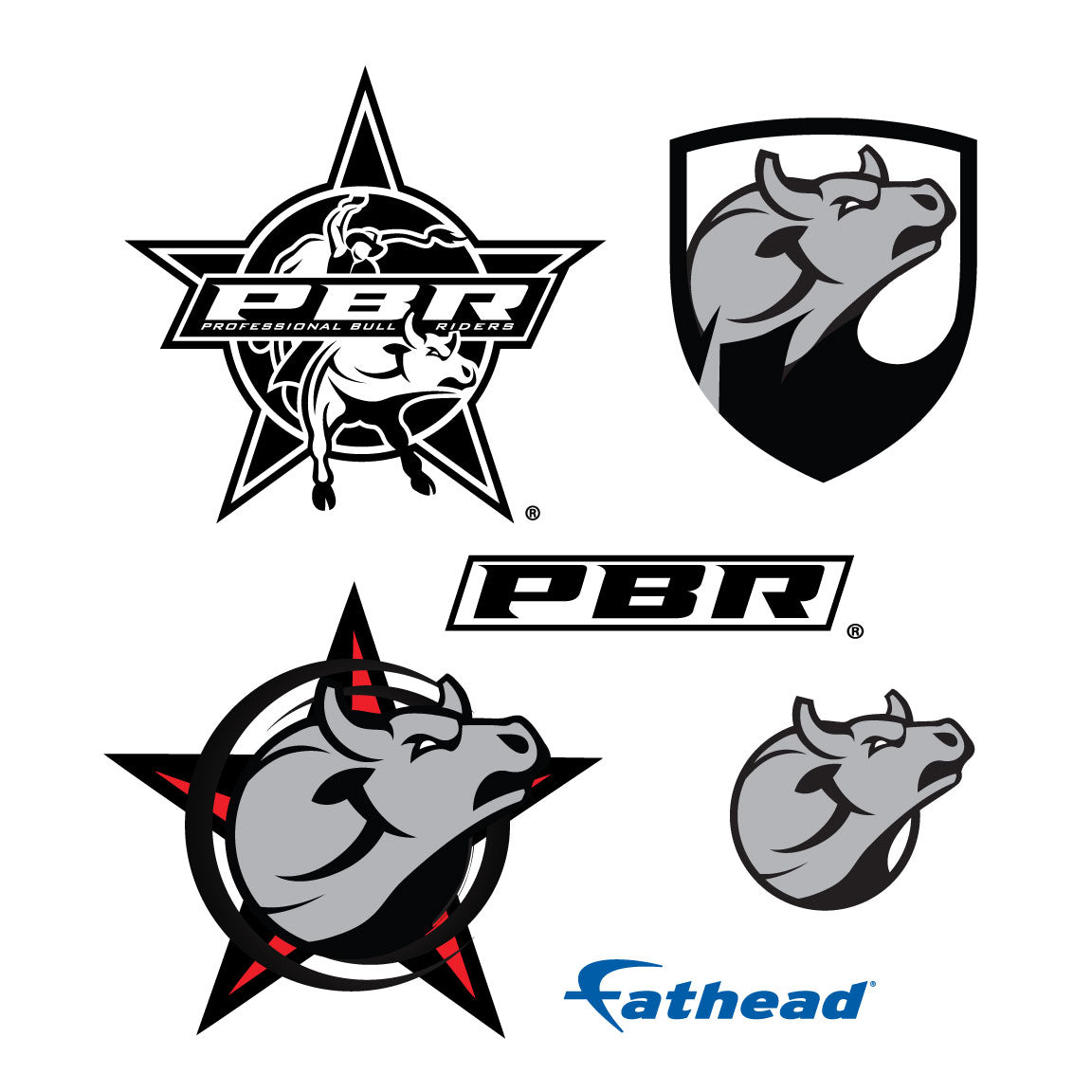 PBR:  Black Logo Minis        - Officially Licensed Pro Bull Riding Removable     Adhesive Decal