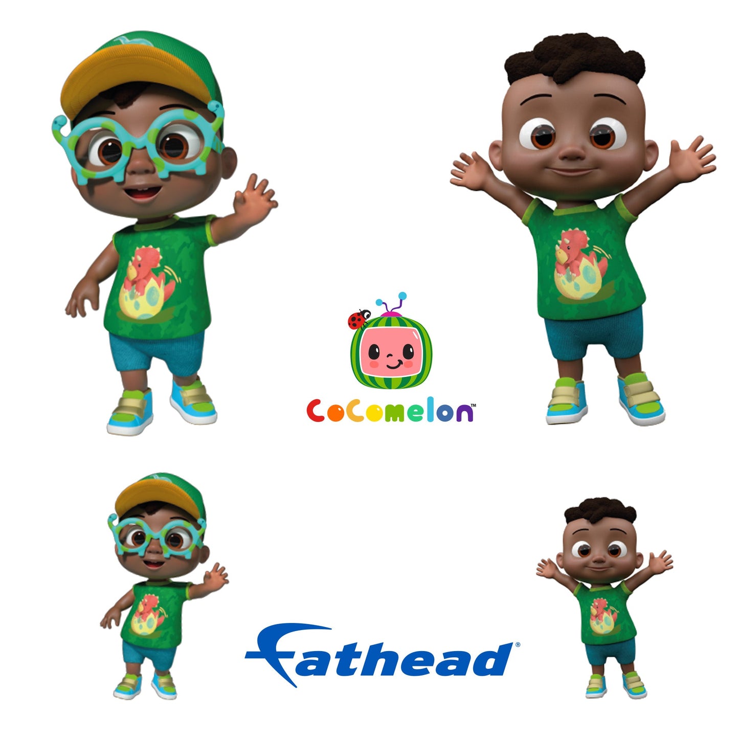 Cody - 5 Character Minis (Mixed Sizes) - Official CoComelon - Reusable Vinyl Decals