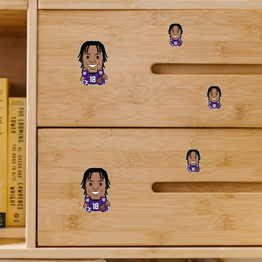 Justin Jefferson - 5 Emoji Minis (Mixed Sizes) - Official NFLPA - Minnesota Vikings - Reusable Vinyl Decals
