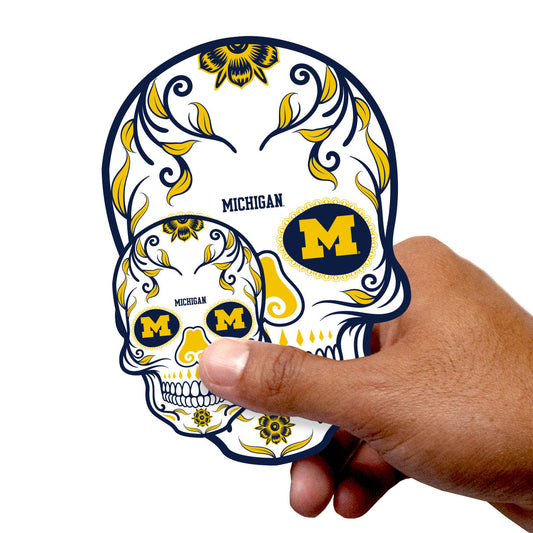 Michigan Wolverines - 5 Sugar Skull Logo Minis (Mixed Sizes) - Official NCAA - Reusable Vinyl Decals