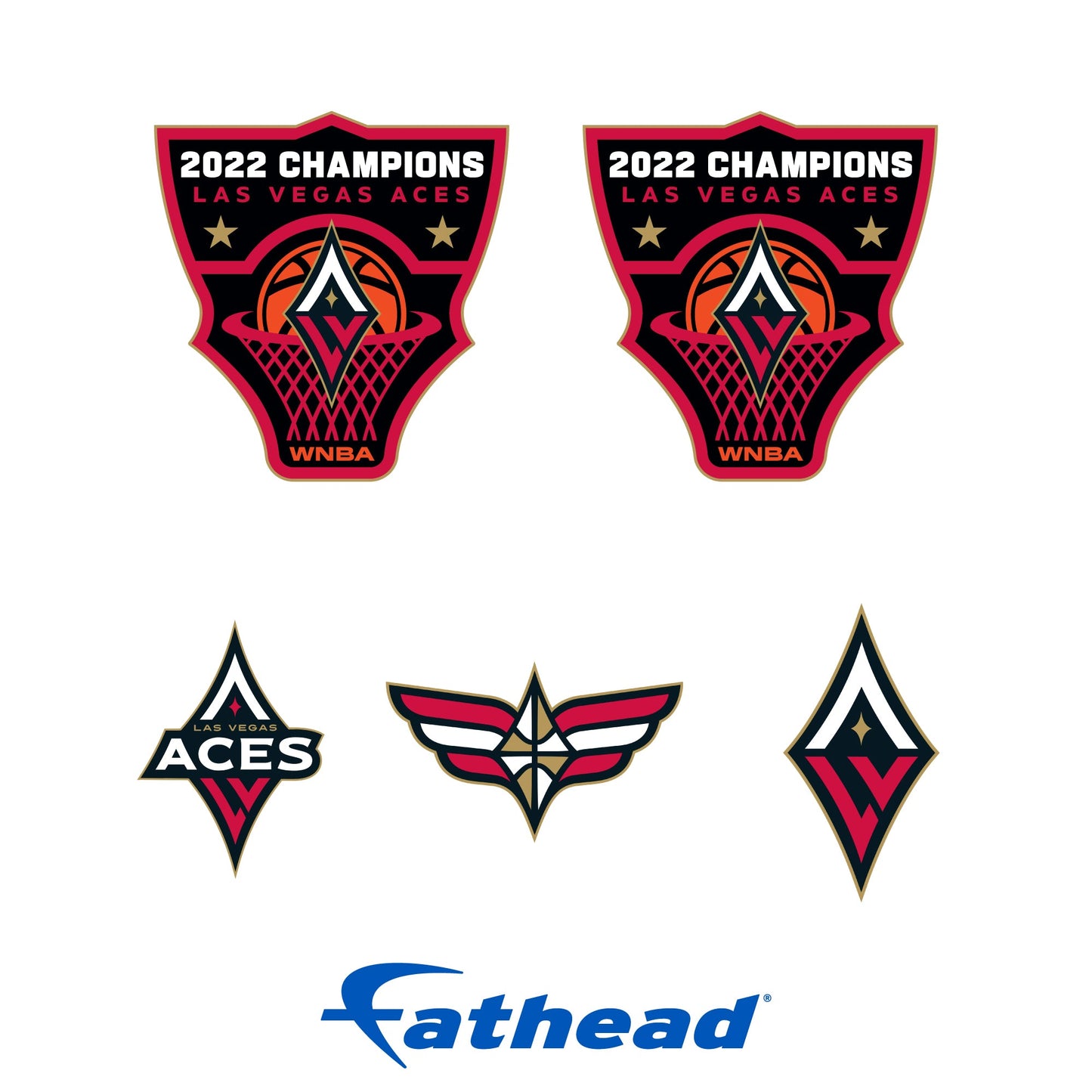 Las Vegas Aces - 5 Logo Minis (Mixed Sizes) - Official WNBA - 2022 Champions - Reusable Vinyl Decals