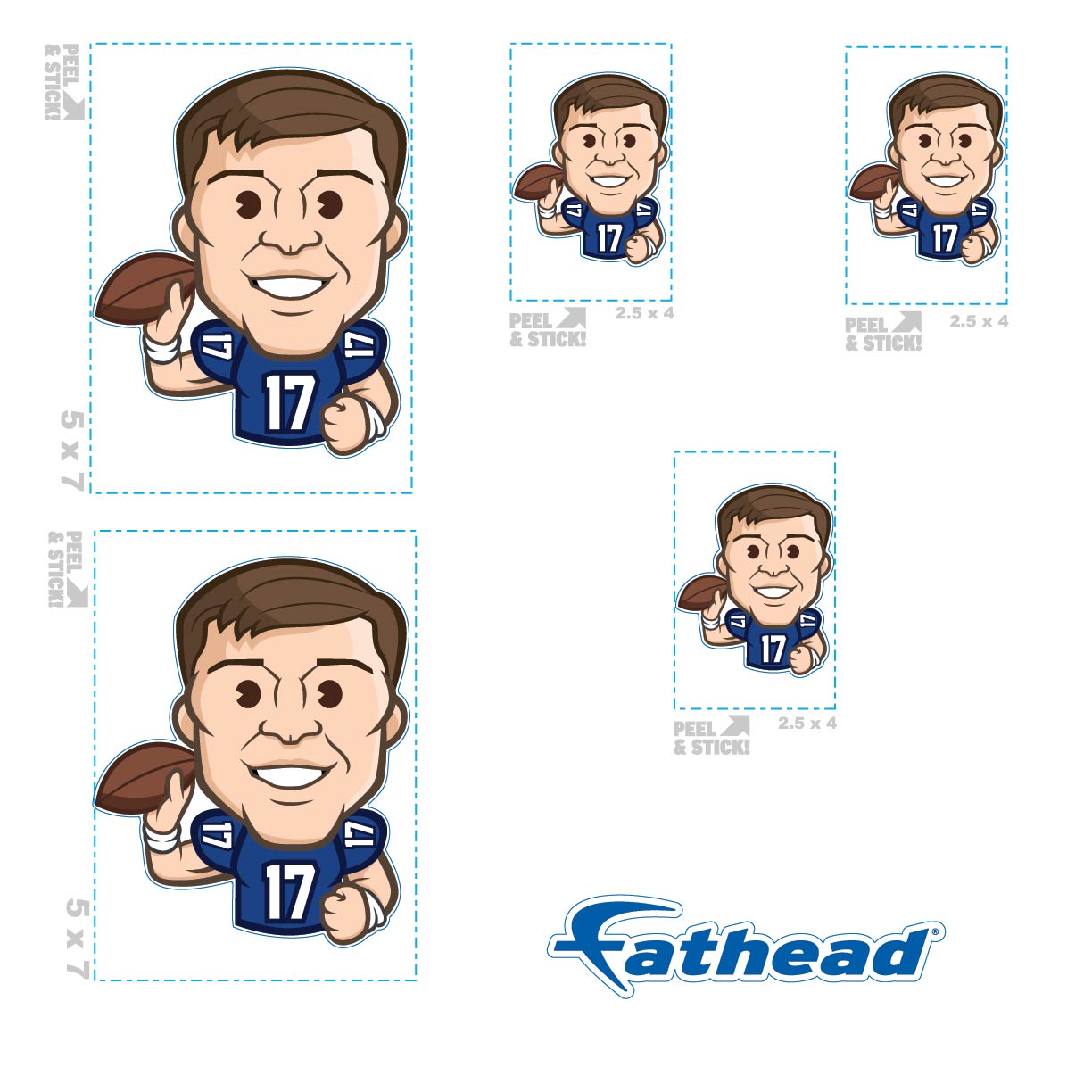 Josh Allen - 5 Emoji Minis (Mixed Sizes) - Official NFLPA - Buffalo Bills - Reusable Vinyl Decals