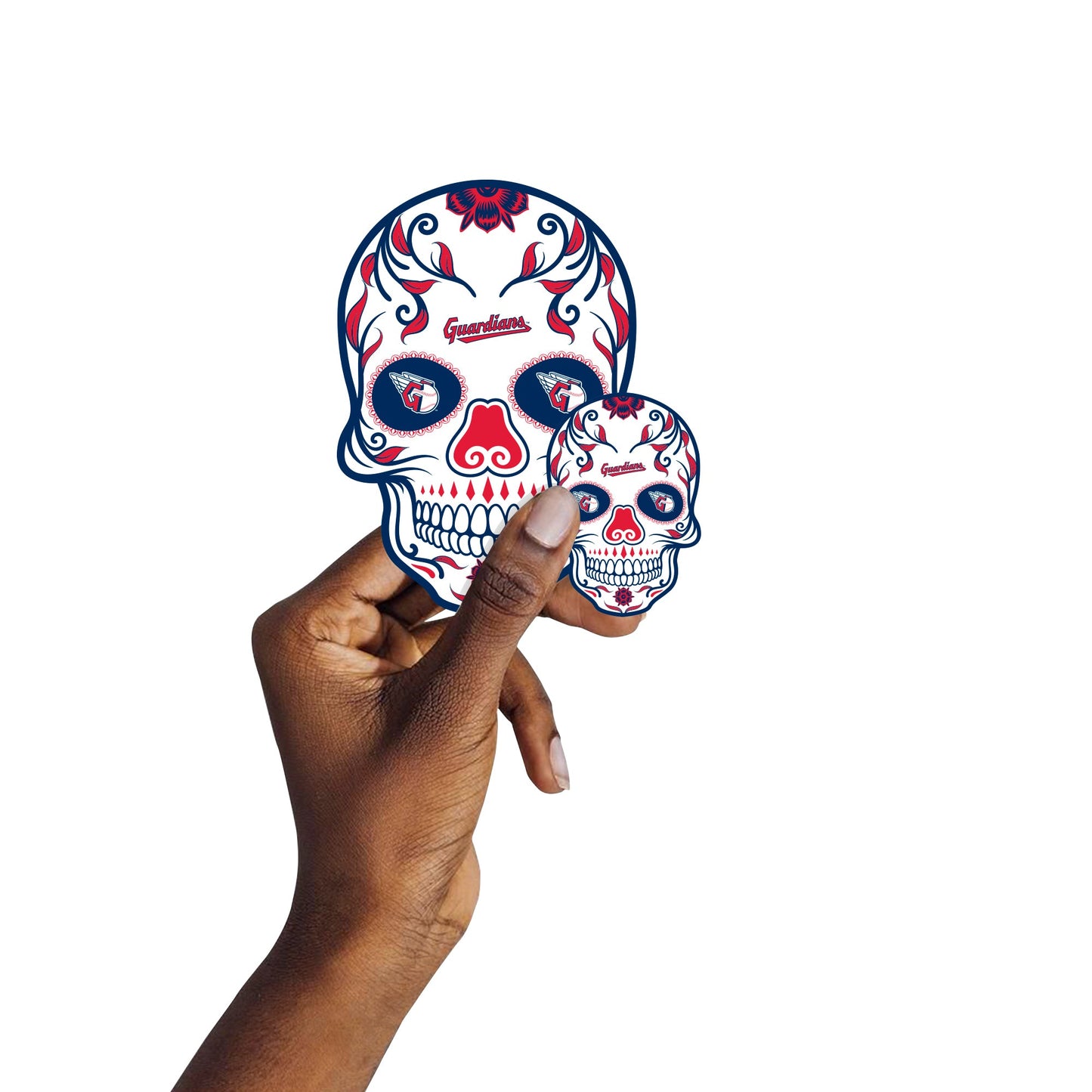 Cleveland Guardians - 5 Sugar Skull Logo Minis (Mixed Sizes) - Official MLB - Reusable Vinyl Decals