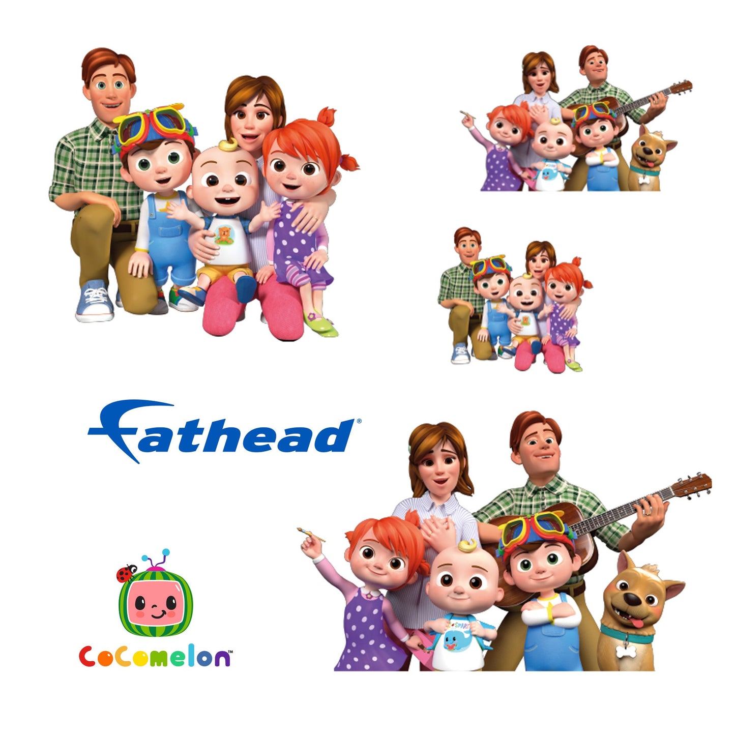 JJ - 5 Character Minis (Mixed Sizes) - Official CoComelon - Family - Reusable Vinyl Decals
