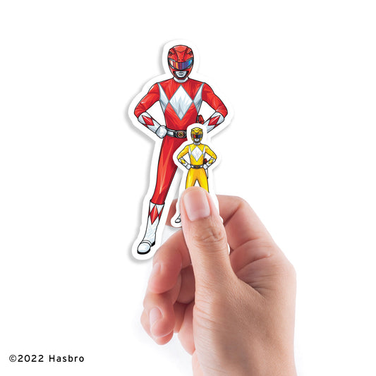 Power Rangers - 5 Team Minis (Mixed Sizes) - Official Hasbro - Reusable Vinyl Decals