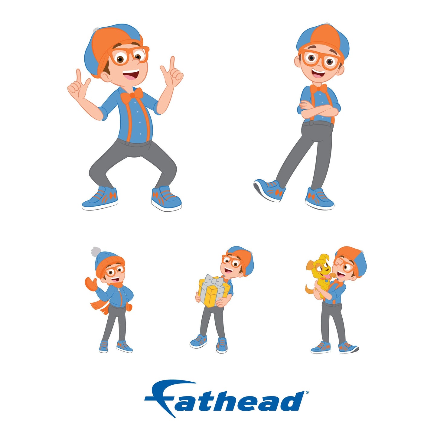 Blippi - 5 Character Minis (Mixed Sizes) - Official Blippi - Reusable Vinyl Decals