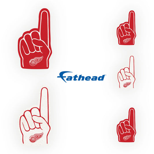 Detroit Red Wings - 5 Foam Finger Minis (Mixed Sizes) - Official NHL - Reusable Vinyl Decals