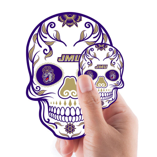 James Madison Dukes - 5 Sugar Skull Logo Minis (Mixed Sizes) - Official NCAA - Reusable Vinyl Decals