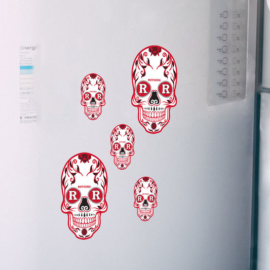 Rutgers Scarlet Knights - 5 Sugar Skull Logo Minis (Mixed Sizes) - Official NCAA - Reusable Vinyl Decals