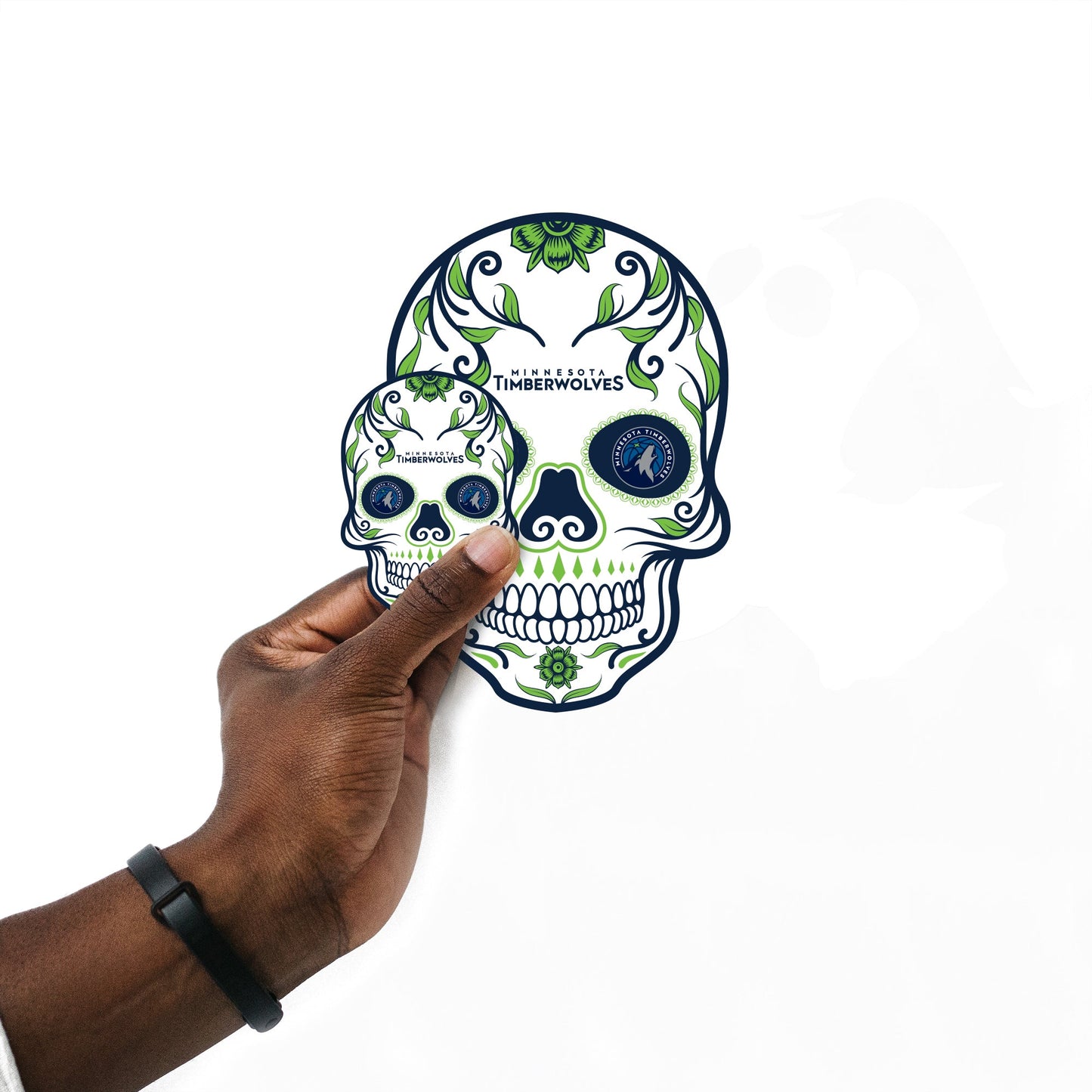 Minnesota Timberwolves - 5 Sugar Skull Logo Minis (Mixed Sizes) - Official NBA - Reusable Vinyl Decals