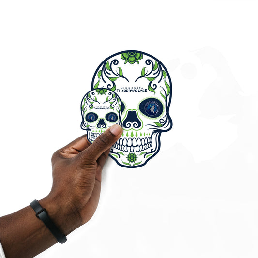 Minnesota Timberwolves - 5 Sugar Skull Logo Minis (Mixed Sizes) - Official NBA - Reusable Vinyl Decals
