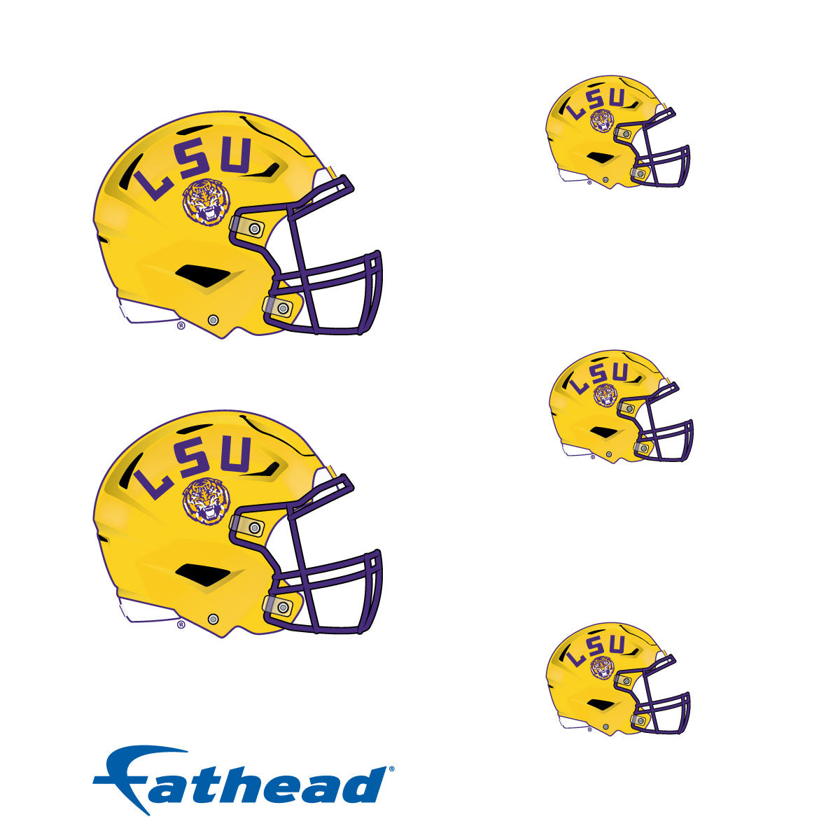 LSU Tigers - 5 Helmet Minis (Mixed Sizes) - Official NCAA - Reusable Vinyl Decals