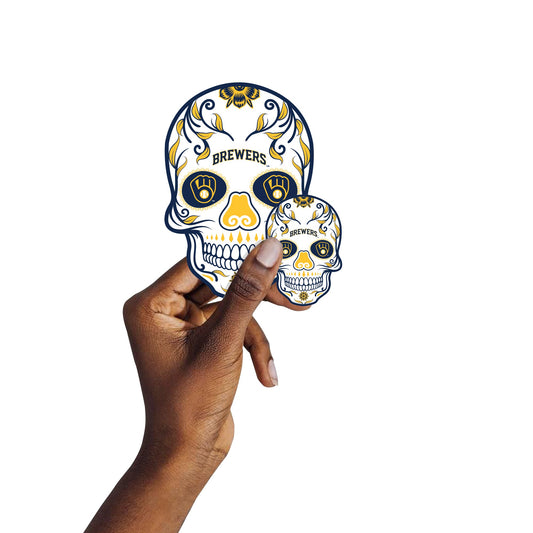 Milwaukee Brewers - 5 Sugar Skull Logo Minis (Mixed Sizes) - Official MLB - Reusable Vinyl Decals