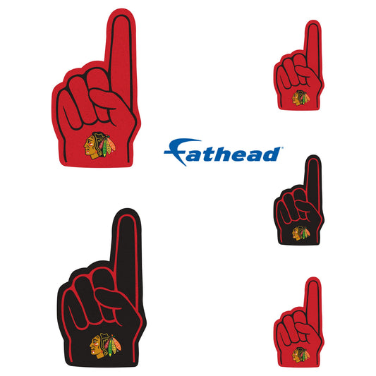 Chicago Blackhawks - 5 Foam Finger Minis (Mixed Sizes) - Official NHL - Reusable Vinyl Decals