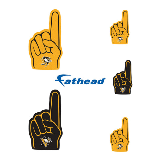 Pittsburgh Penguins - 5 Foam Finger Minis (Mixed Sizes) - Official NHL - Reusable Vinyl Decals