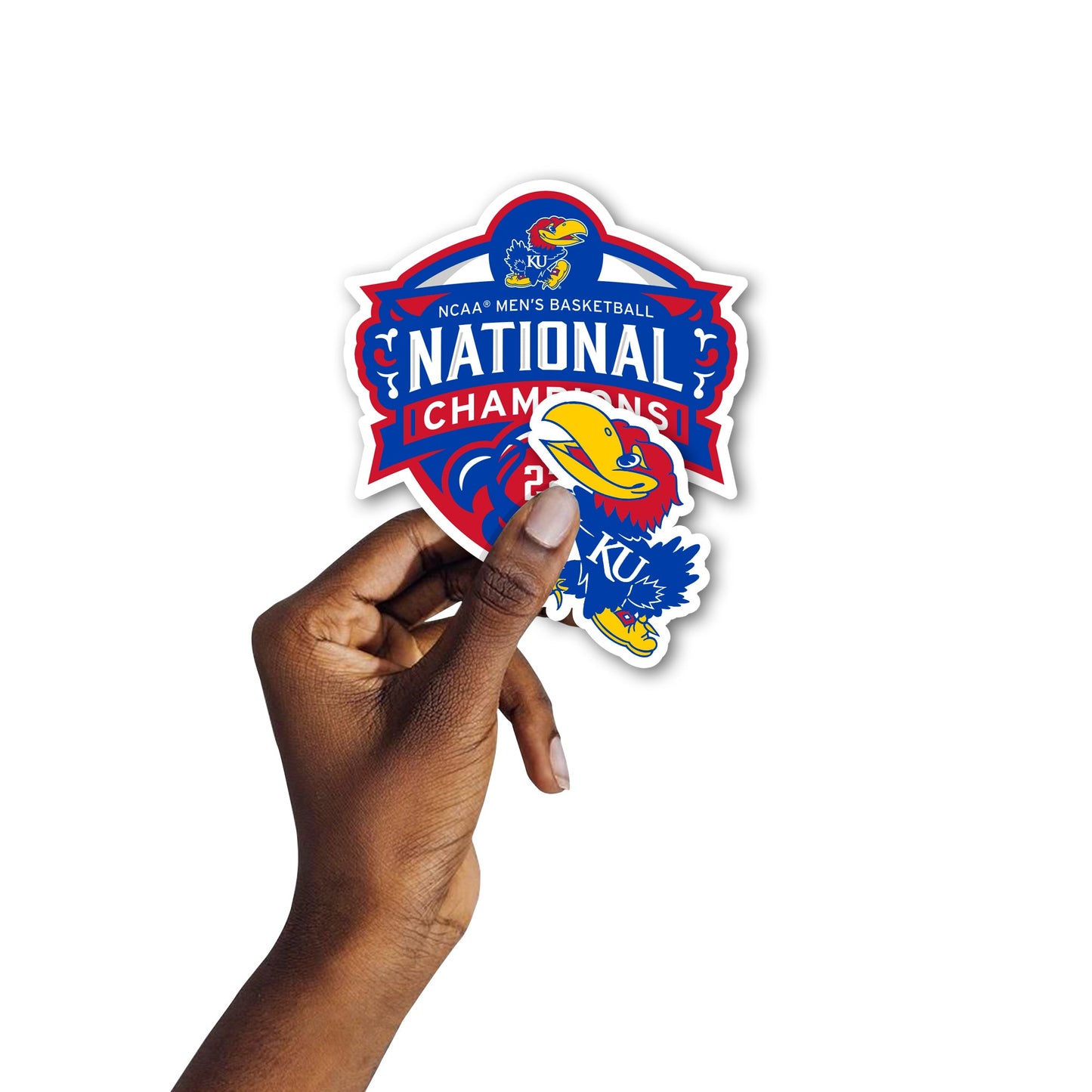 Kansas Jayhawks - 5 Logo Minis (Mixed Sizes) - Official NCAA - 2022 Basketball Champions - Reusable Vinyl Decals