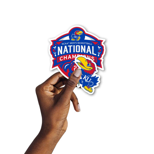Kansas Jayhawks - 5 Logo Minis (Mixed Sizes) - Official NCAA - 2022 Basketball Champions - Reusable Vinyl Decals