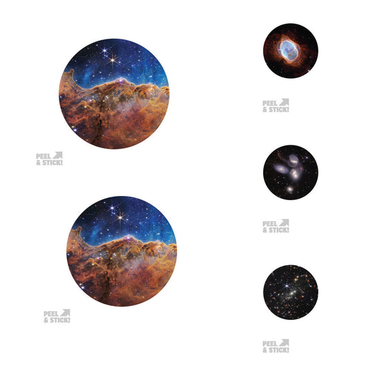 NASA - 5 Circle Minis (Mixed Sizes) - Official NASA - James Webb Space Telescope - Reusable Vinyl Decals