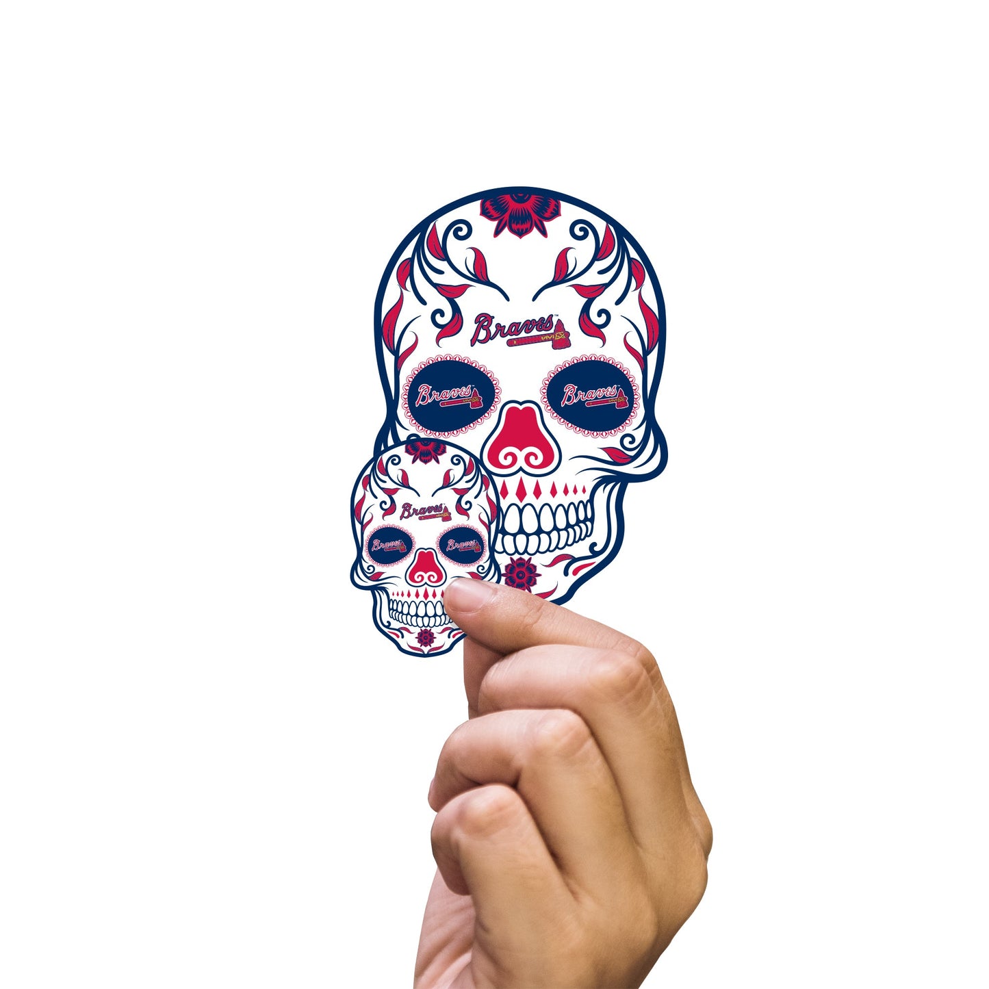 Atlanta Braves - 5 Sugar Skull Logo Minis (Mixed Sizes) - Official MLB - Reusable Vinyl Decals