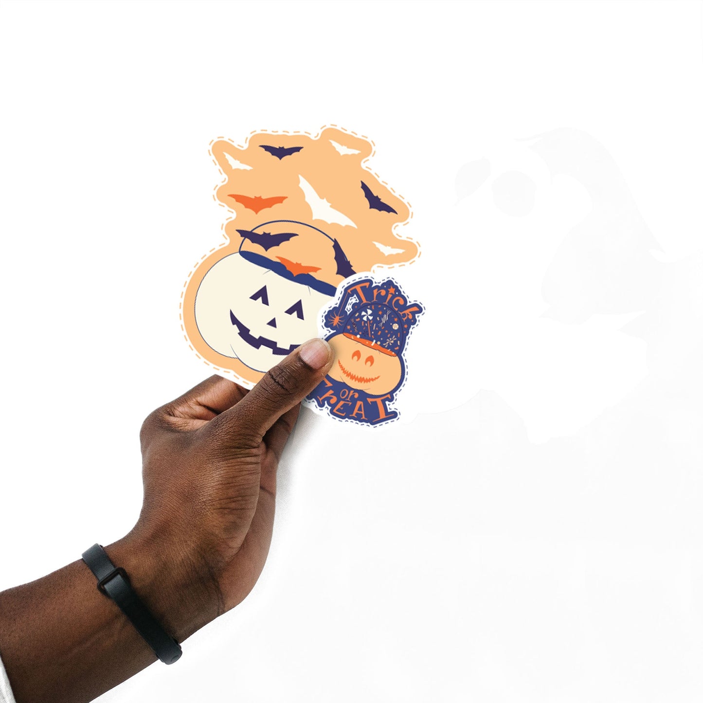 Sheet of 5 -Halloween:  Pumpkins Minis        -   Removable    Adhesive Decal