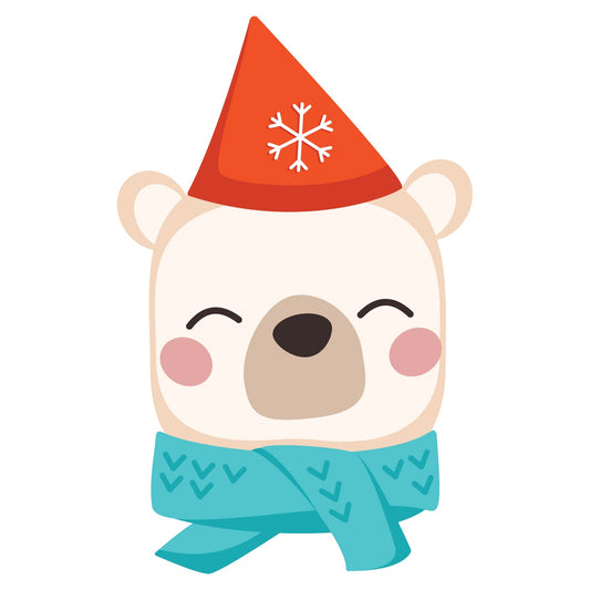 Sheet of 9 - Holiday:  Polar Bear  Minis   Cardstock Cutout  -      Big Head