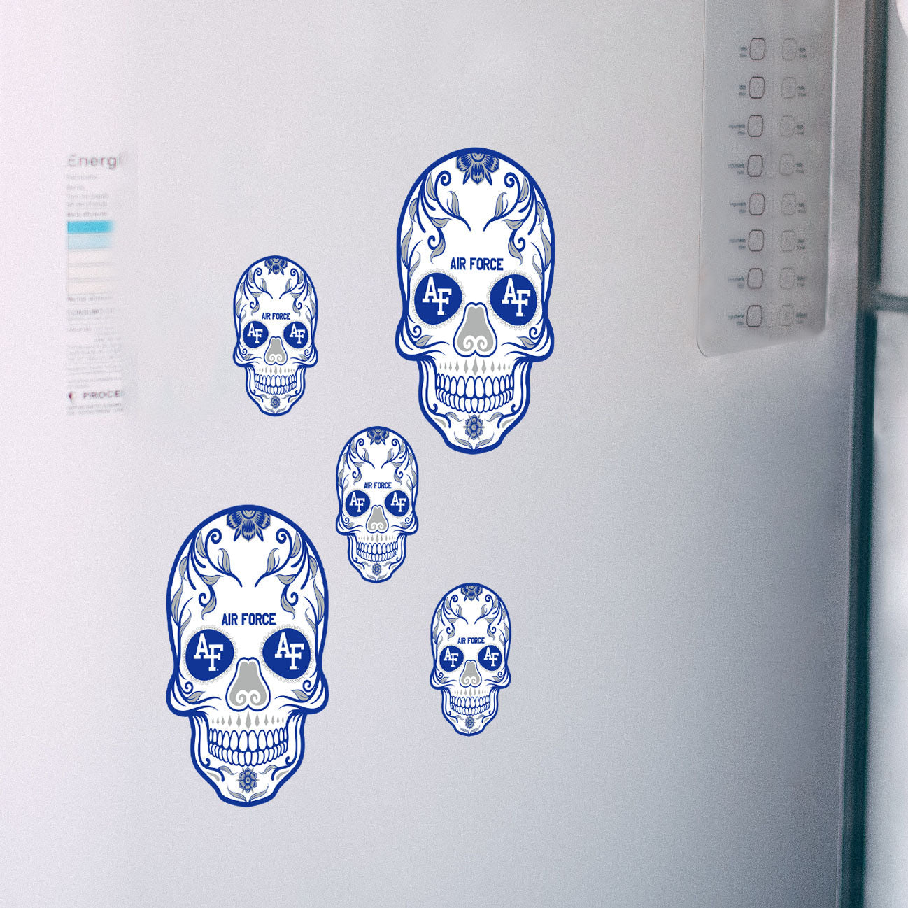 Air Force Falcons - 5 Sugar Skull Logo Minis (Mixed Sizes) - Official NCAA - Reusable Vinyl Decals