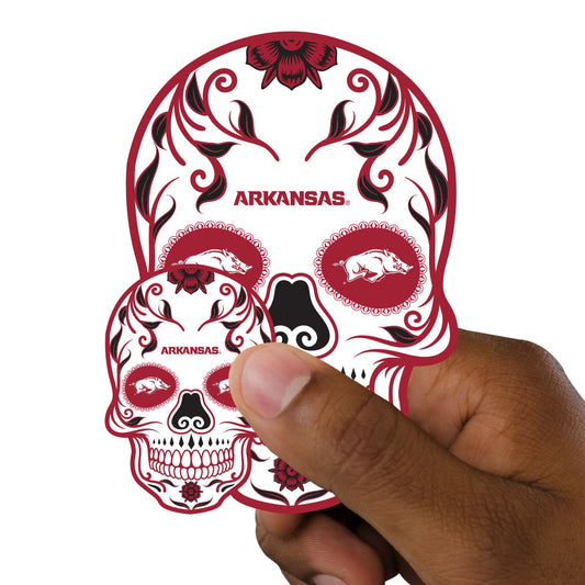 Arkansas Razorbacks - 5 Sugar Skull Logo Minis (Mixed Sizes) - Official NCAA - Reusable Vinyl Decals