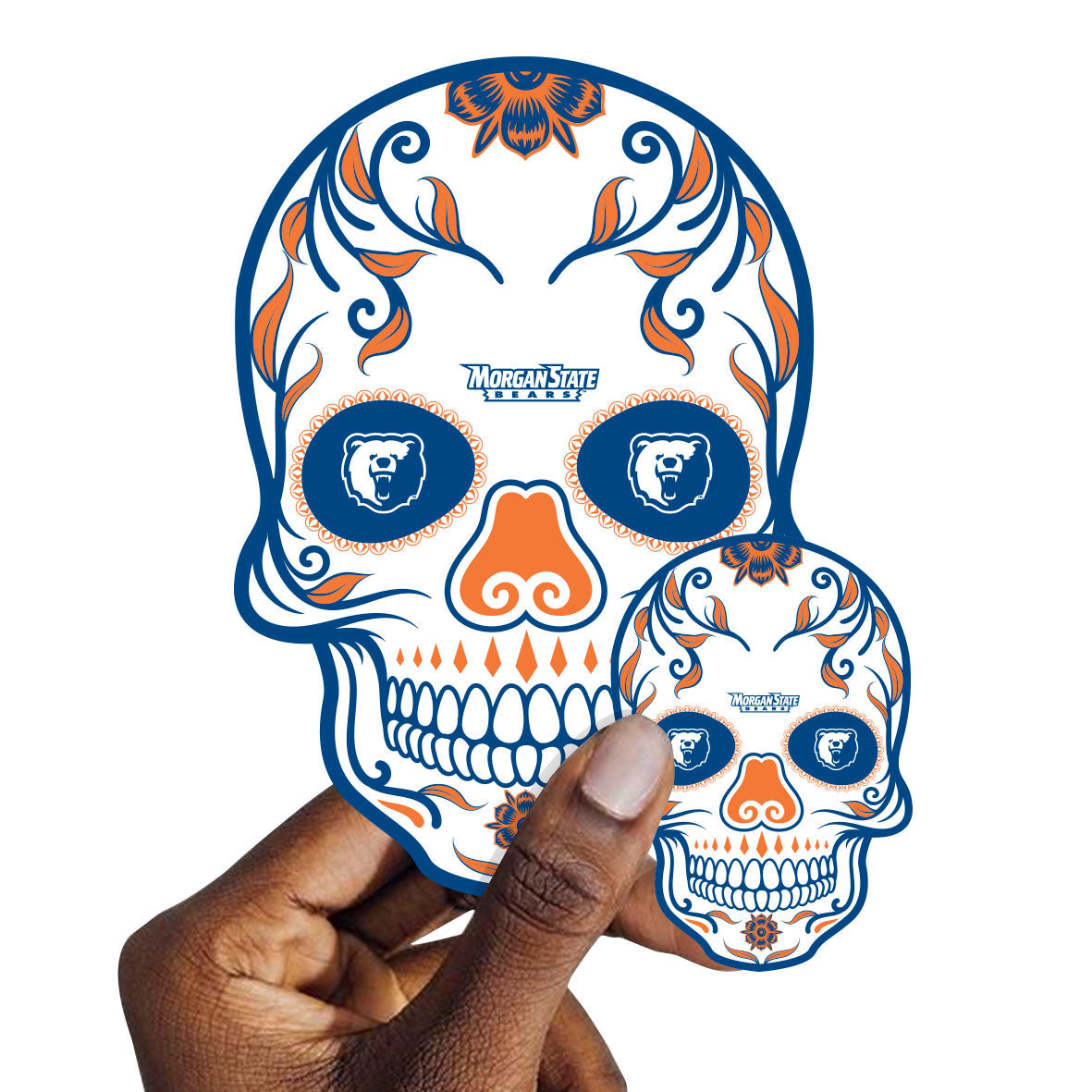 Morgan State Bears - 5 Sugar Skull Logo Minis (Mixed Sizes) - Official NCAA - Reusable Vinyl Decals