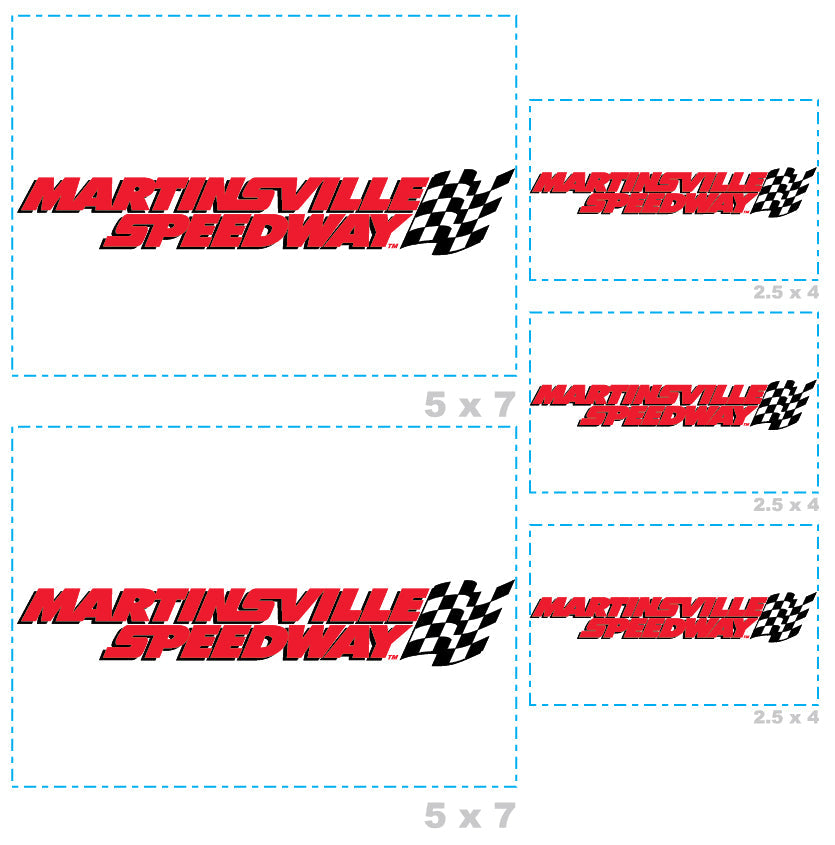 Martinsville Speedway - 5 Logo Minis (Mixed Sizes) - Official NASCAR - Reusable Vinyl Decals