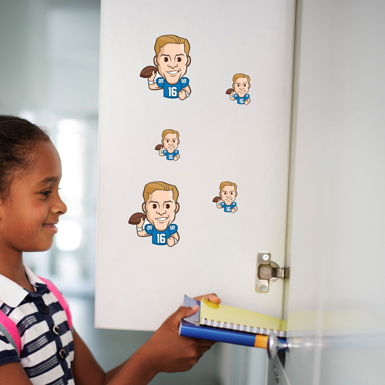 Jared Goff - 5 Emoji Minis (Mixed Sizes) - Official NFLPA - Detroit Lions - Reusable Vinyl Decals
