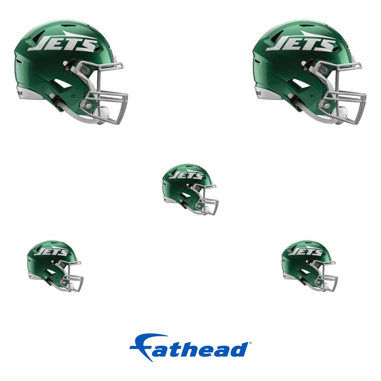 New York Jets - 5 Helmet Minis (Mixed Sizes) - Official NFL - Reusable Vinyl Decals