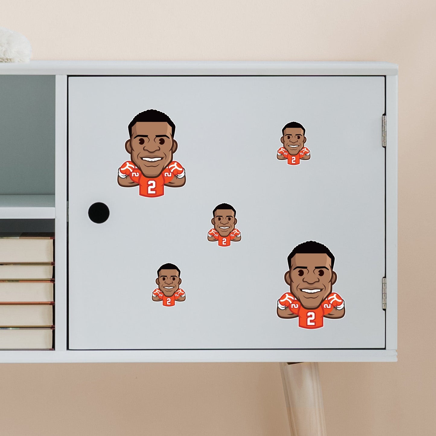 Pat Surtain II - 5 Emoji Minis (Mixed Sizes) - Official NFLPA - Denver Broncos - Reusable Vinyl Decals