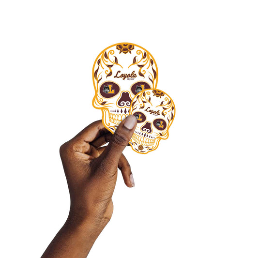Loyola Chicago Ramblers - 5 Sugar Skull Logo Minis (Mixed Sizes) - Official NCAA - Reusable Vinyl Decals