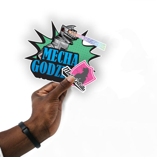 Godzilla - 5 Badges Minis (Mixed Sizes) - Official Toho - Mechagodzilla - Reusable Vinyl Decals